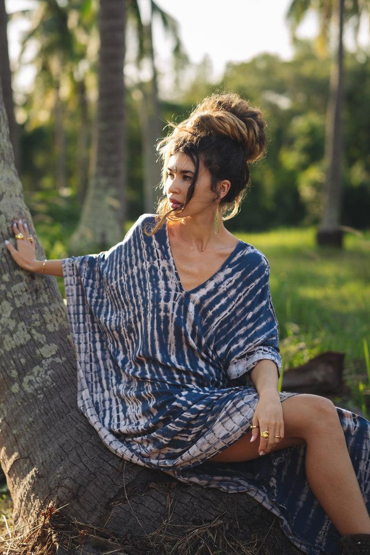 Maxi Kaftan Dress Tie Dye Dark Blue