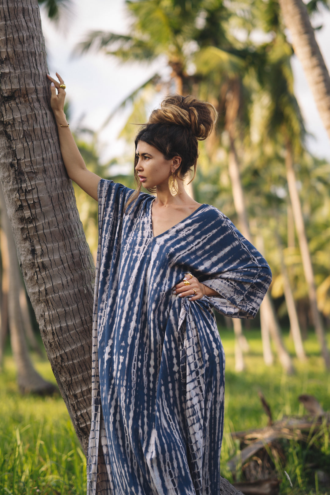 Maxi Kaftan Dress Tie Dye Dark Blue