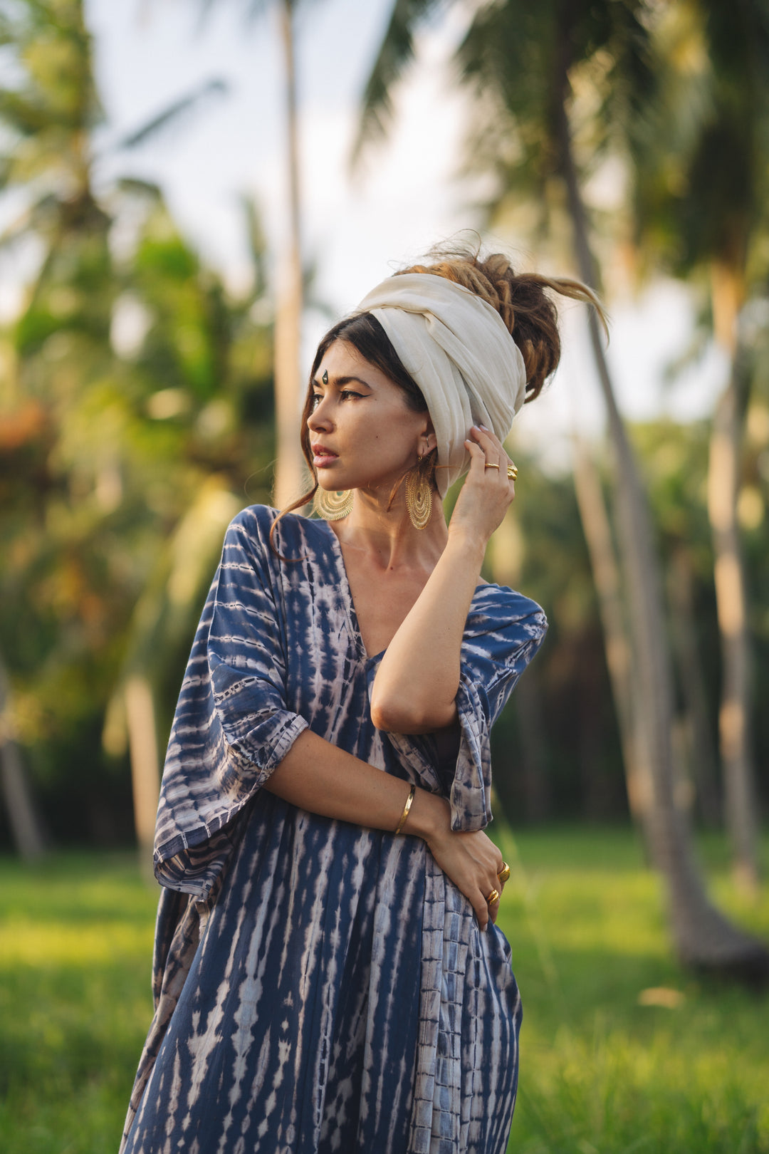 Maxi Kaftan Dress Tie Dye Dark Blue
