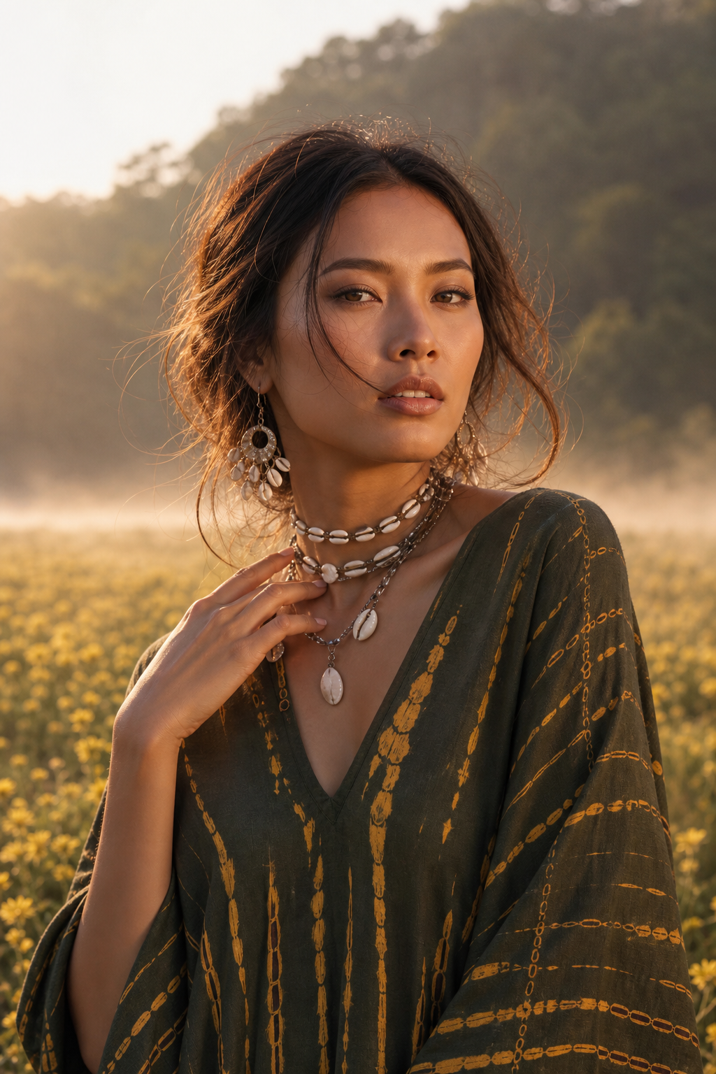 Maxi Kaftan Dress Tie Dye Olive