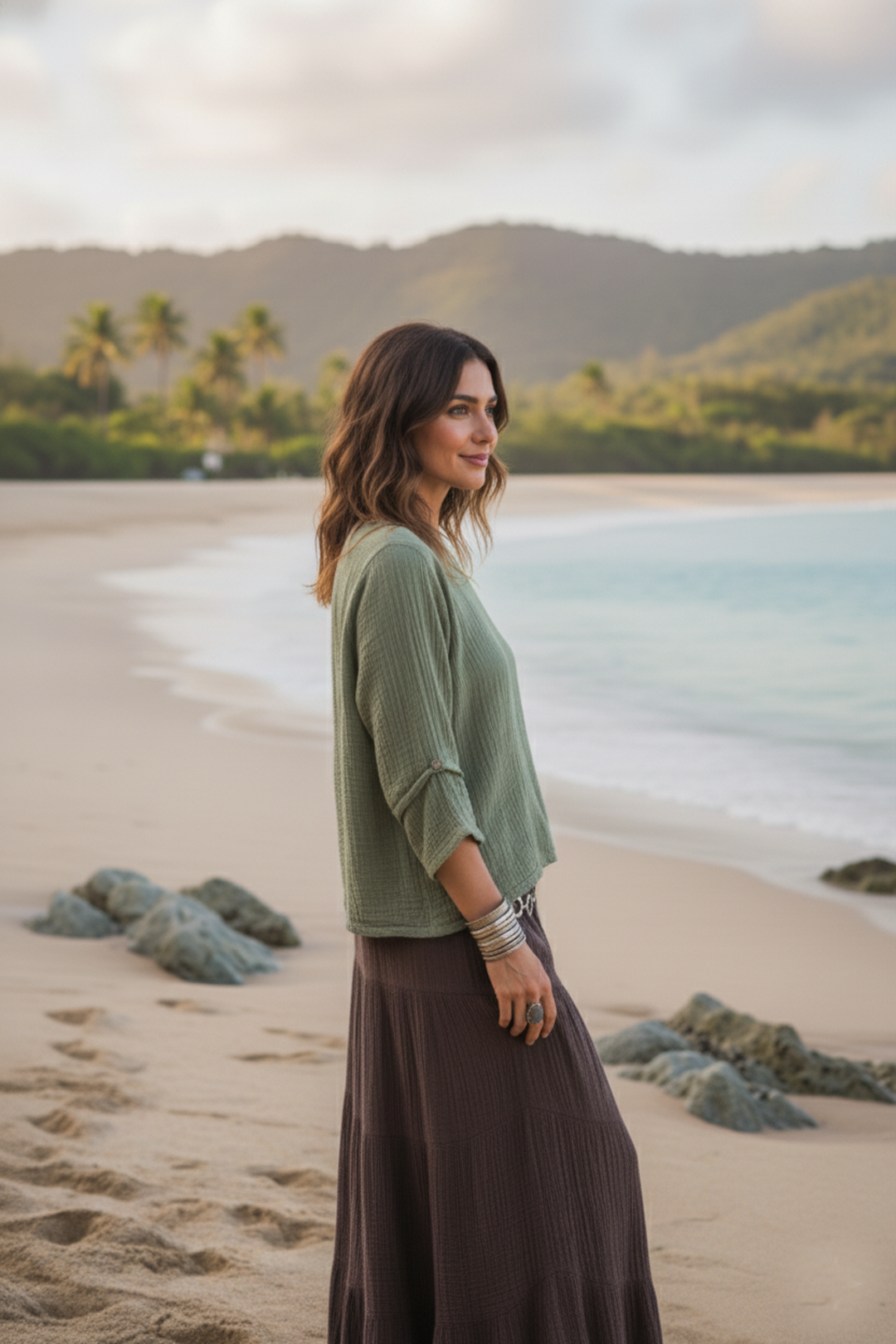 Alisa Boho Top Sage Grey