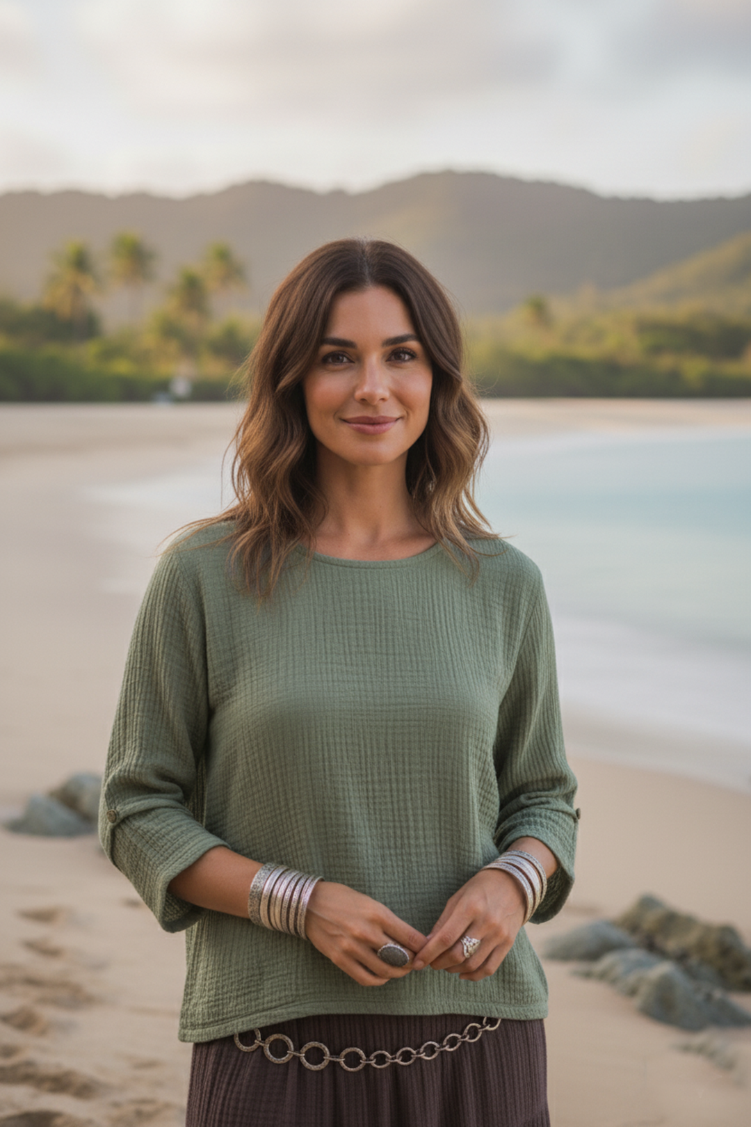 Alisa Boho Top Sage Grey