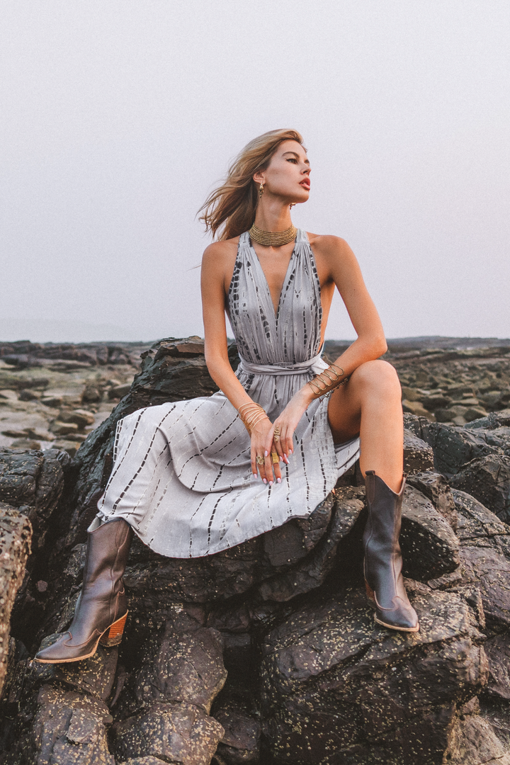 Tie Dye Dress Kiana Light Grey
