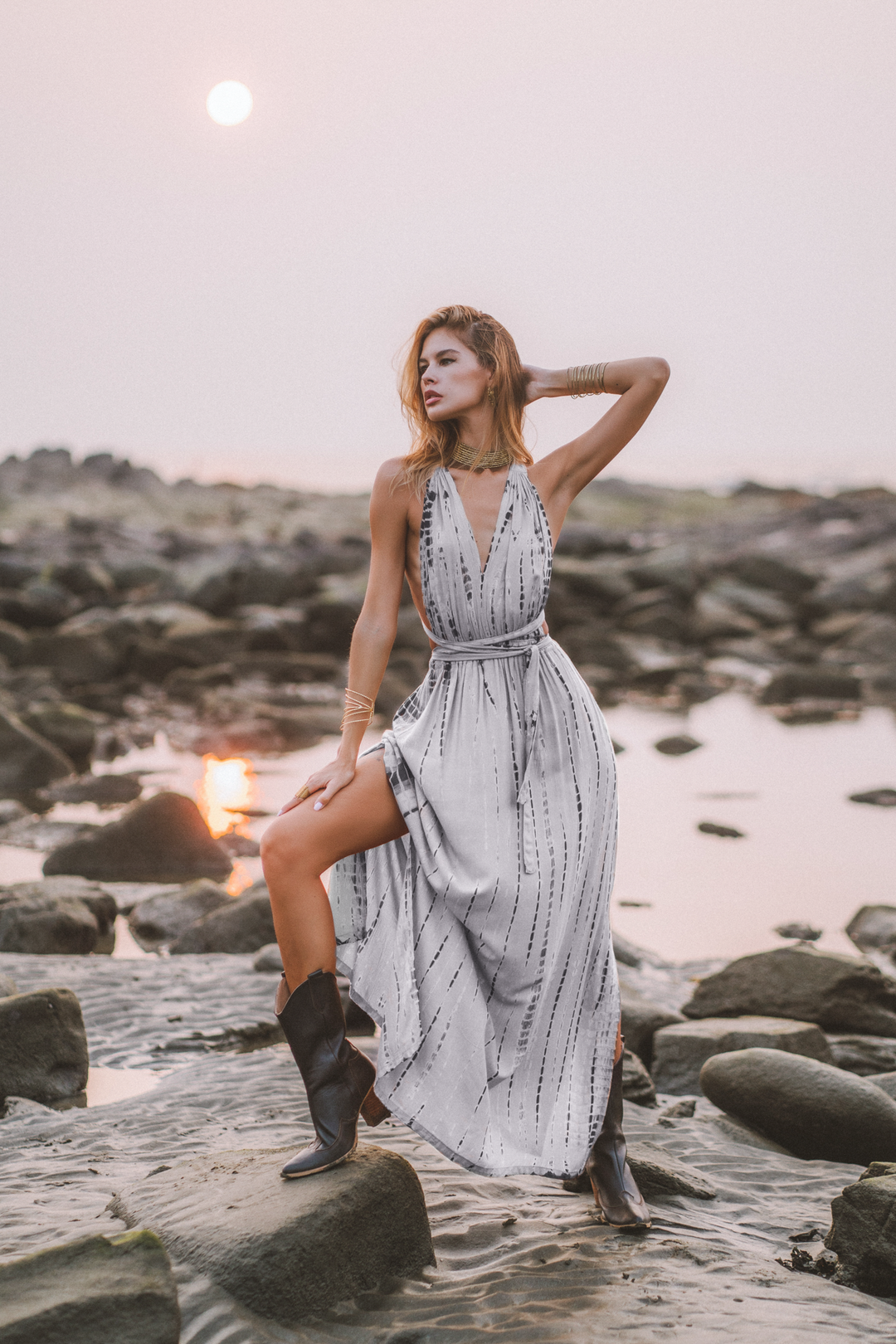 Tie Dye Dress Kiana Light Grey