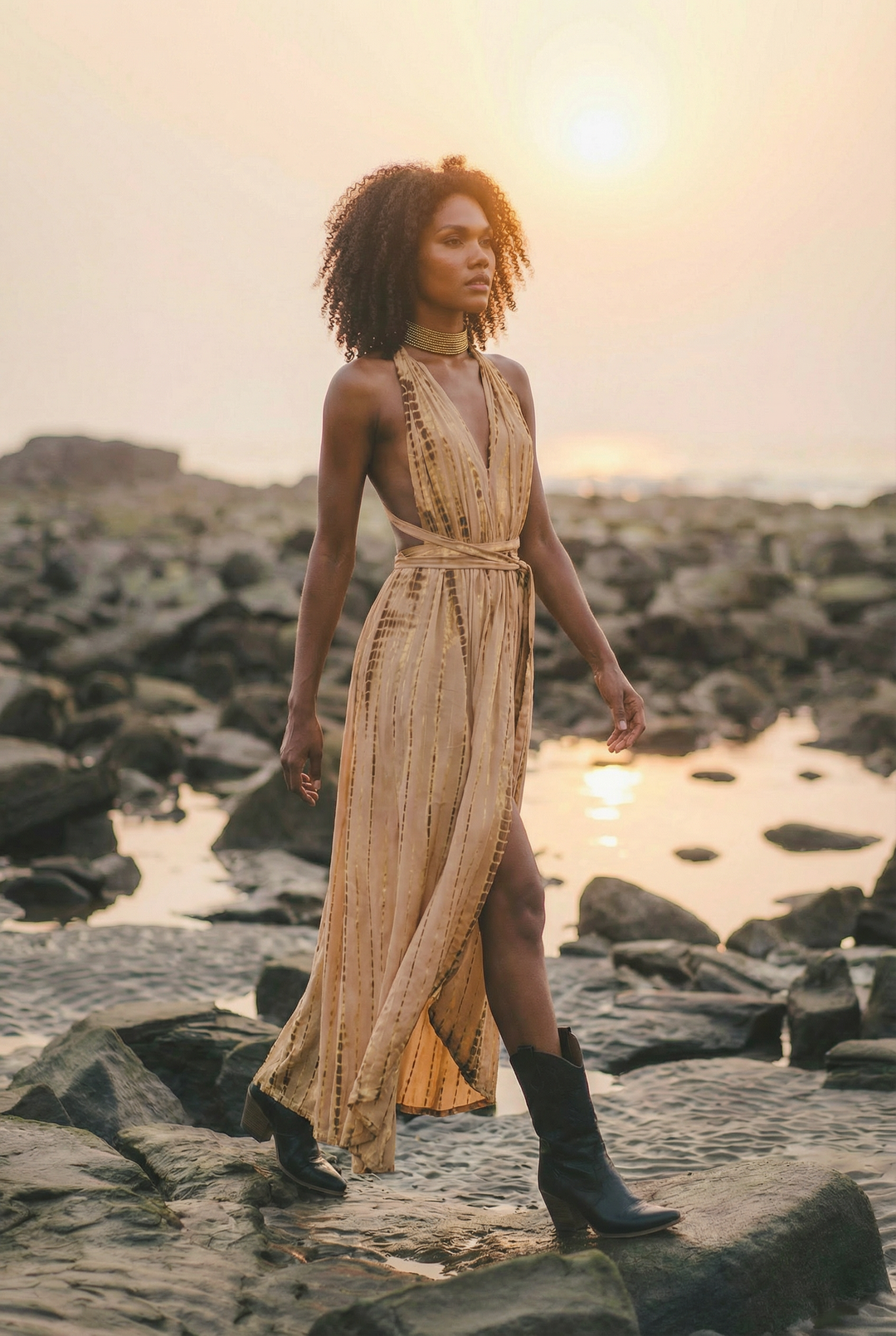 Tie Dye Dress Kiana Beige