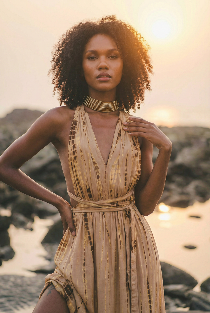 Tie Dye Dress Kiana Beige