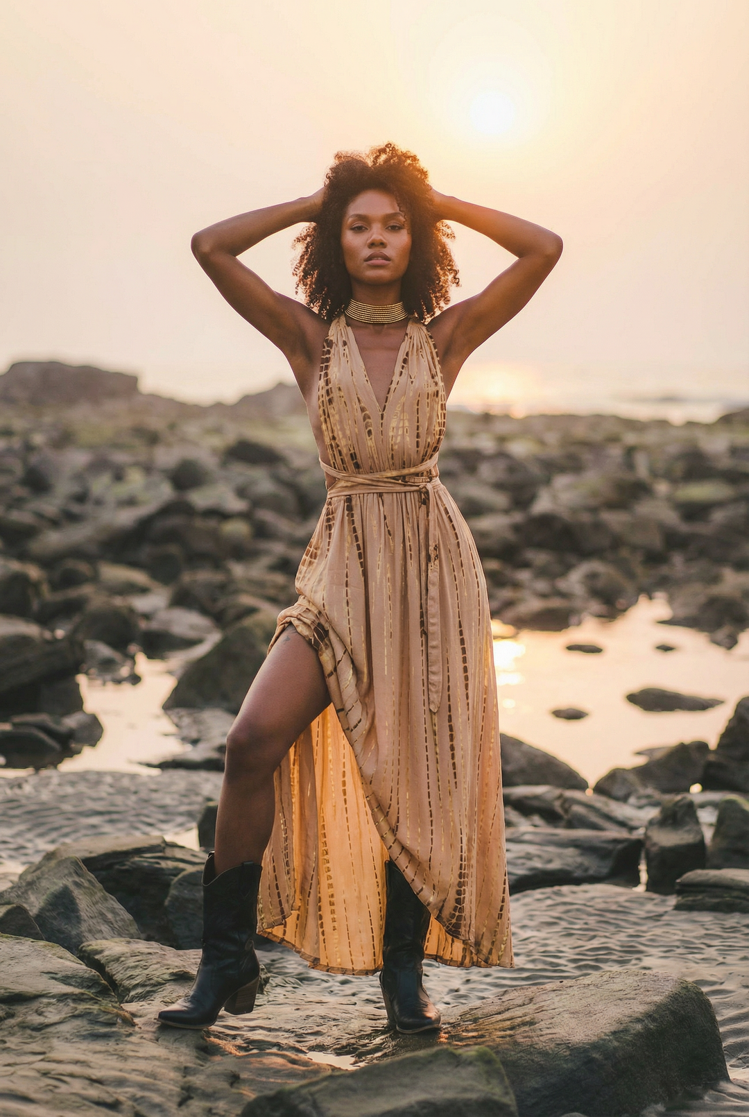 Tie Dye Dress Kiana Beige