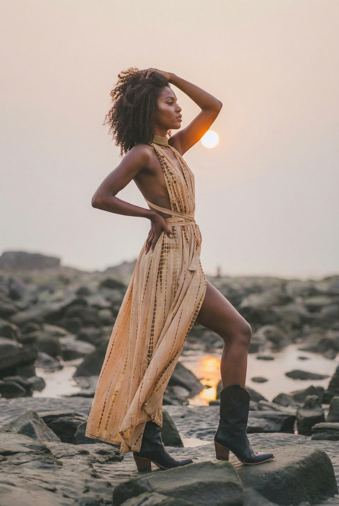 Tie Dye Dress Kiana Beige