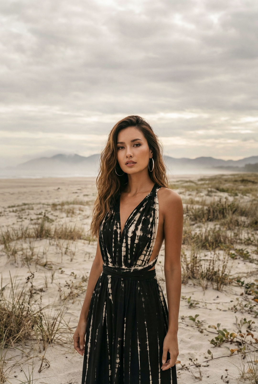 Boho Tie Dye Maxi Dress Kiana for Women | Comfortable & Elegant Summer Dress | Bohemian Style in Black Boho Tie Dye Maxi Dress Kiana for Women | Comfortable & Elegant Summer Dress | Bohemian Style in Black