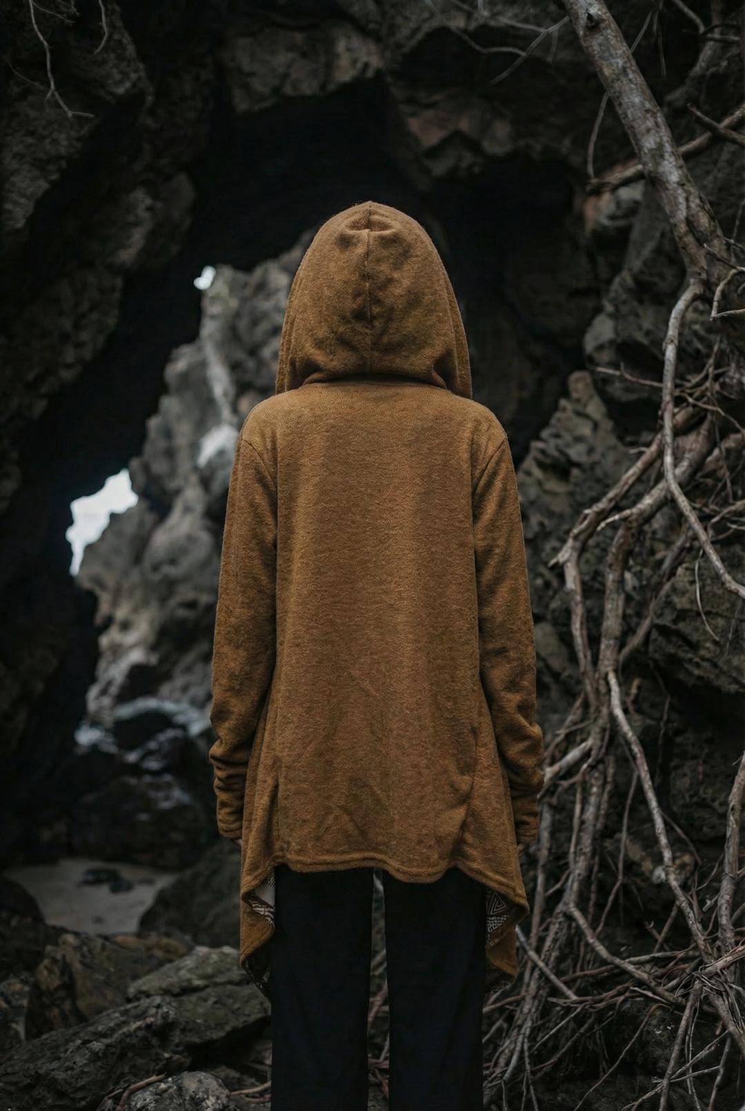 Nyx Hooded Sweater Cardigan Caramel Mandala