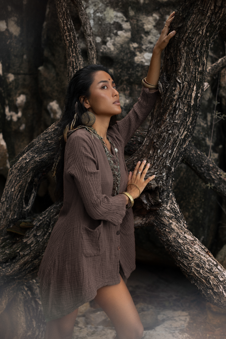 Kitana Mini Dress Shirt Mocha