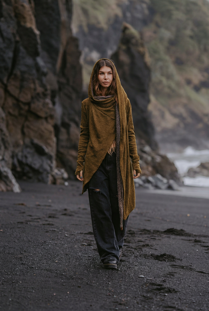 Nyx Hooded Sweater Cardigan Caramel