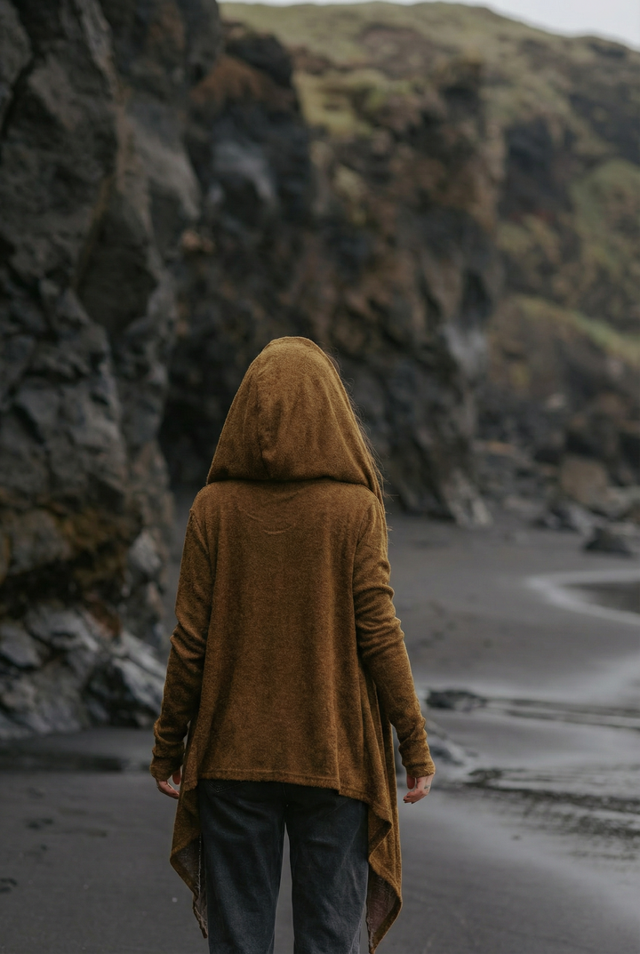 Nyx Hooded Sweater Cardigan Caramel