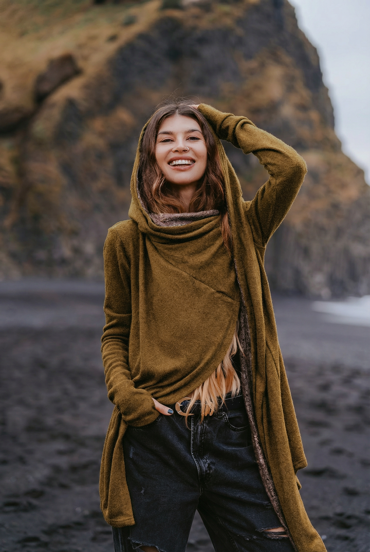 Nyx Hooded Sweater Cardigan Caramel