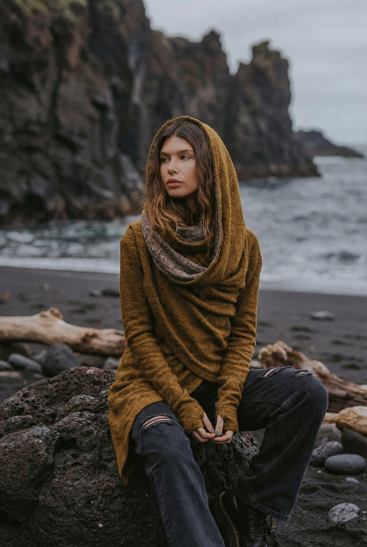 Nyx Hooded Sweater Cardigan Caramel