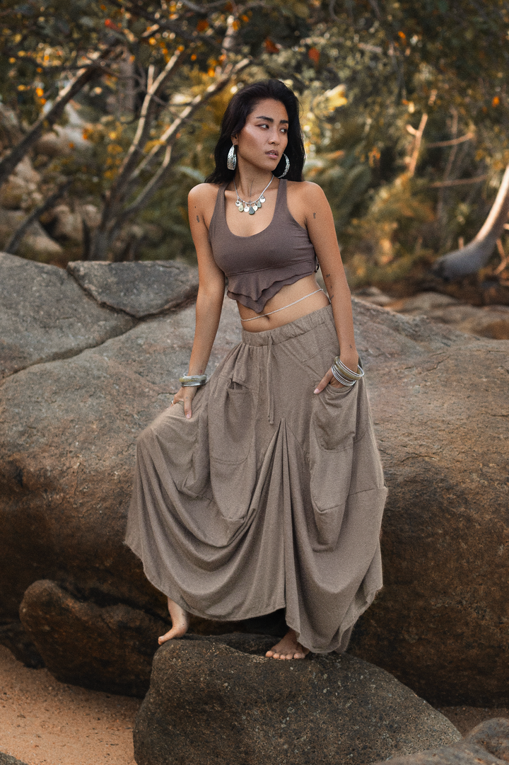Boho Maxi Skirt Nariya Taupe