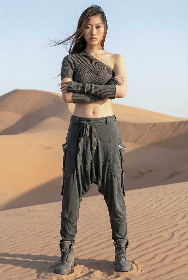 Cyberpunk Harem Pants Women & Men Charcoal