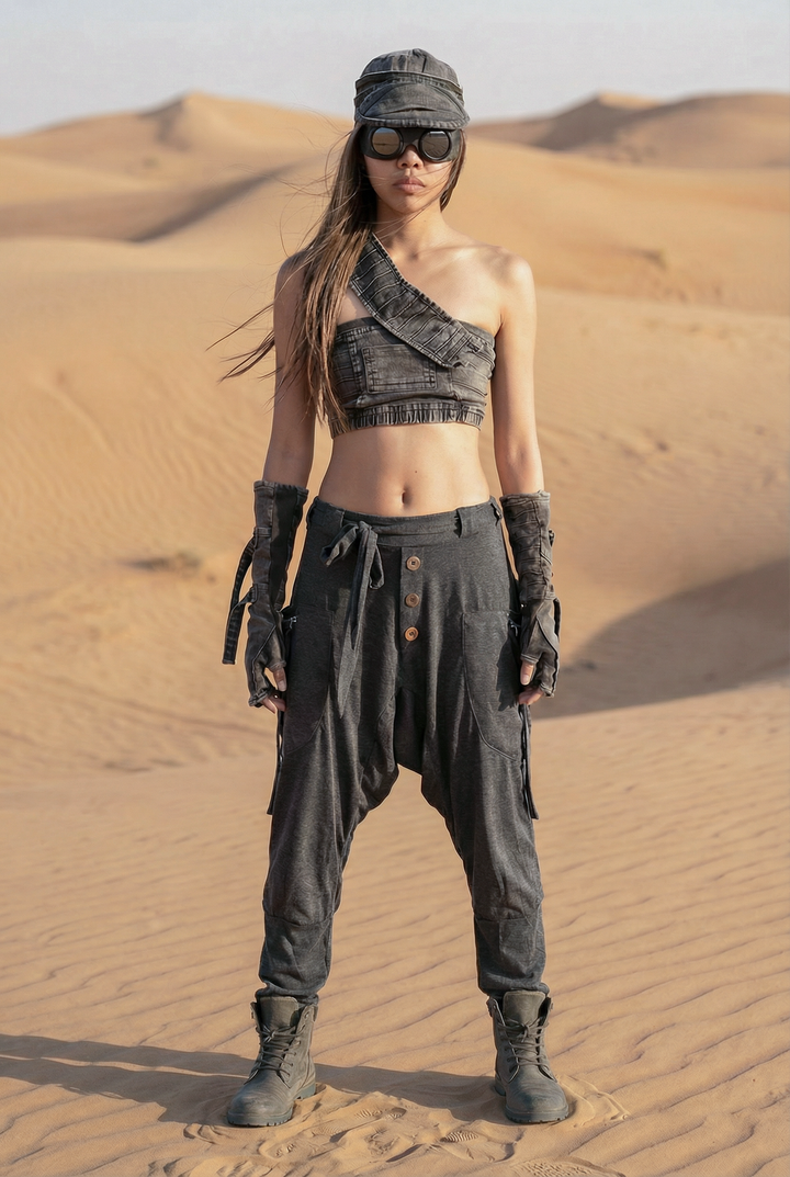 Cyberpunk Harem Pants Women & Men Charcoal