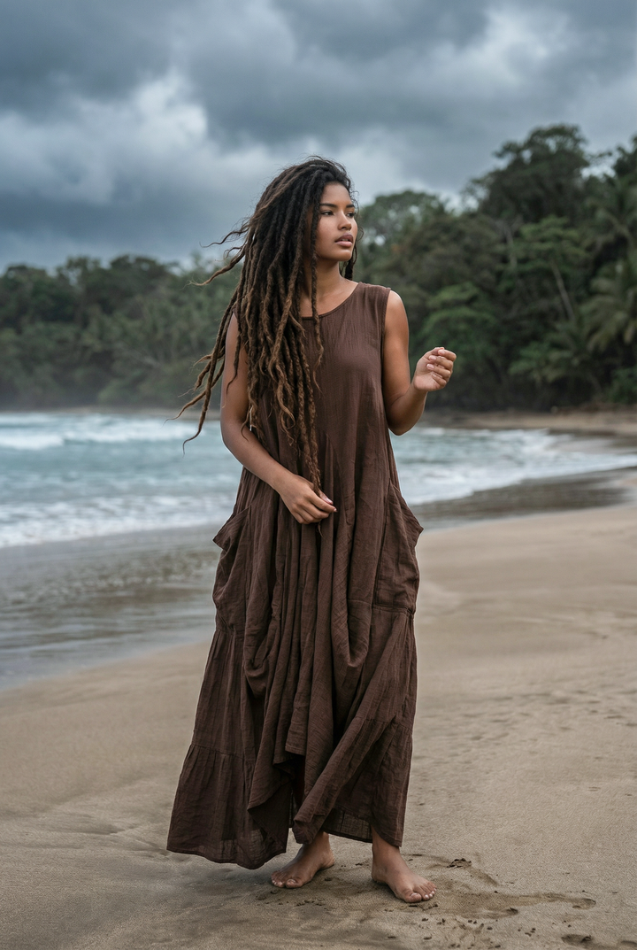 Midaxi Dress Wayan Brown