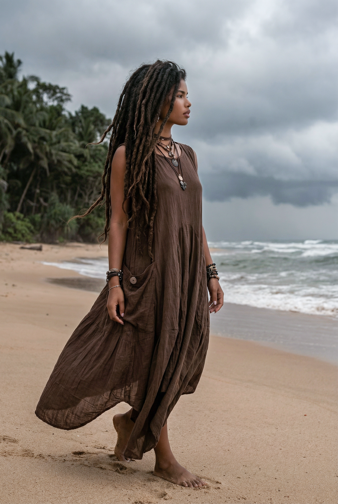 Midaxi Dress Wayan Brown