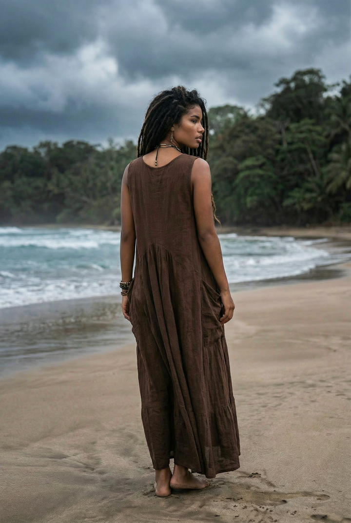 Midaxi Dress Wayan Brown
