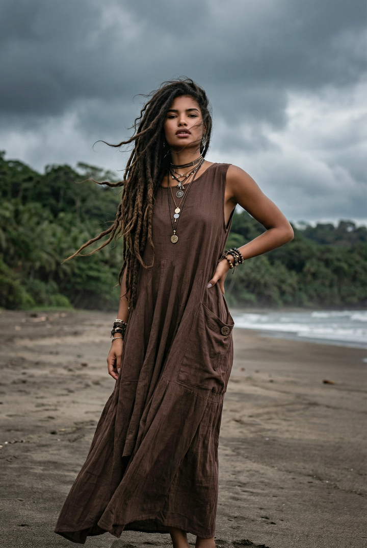 Midaxi Dress Wayan Brown