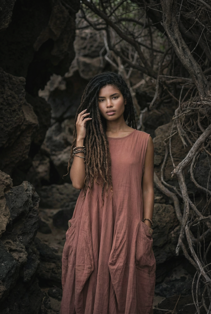Midaxi Dress Wayan Sandstone
