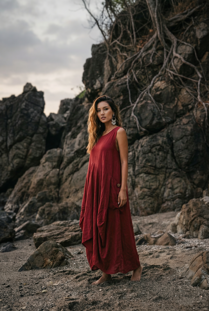 Midaxi Dress Wayan Red