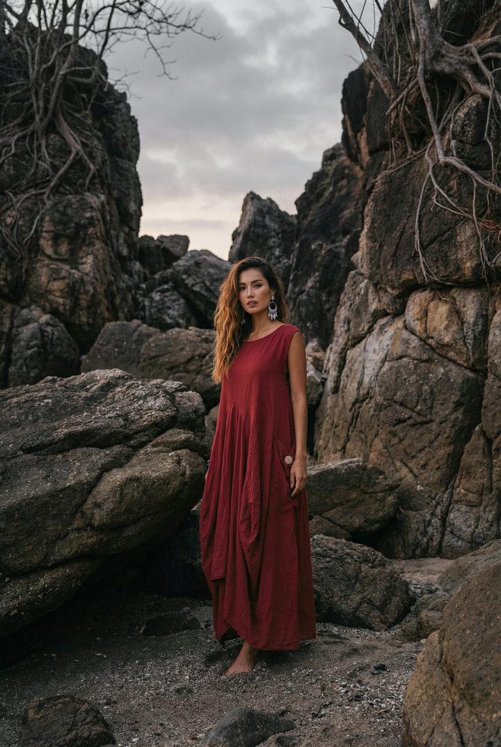 Midaxi Dress Wayan Red