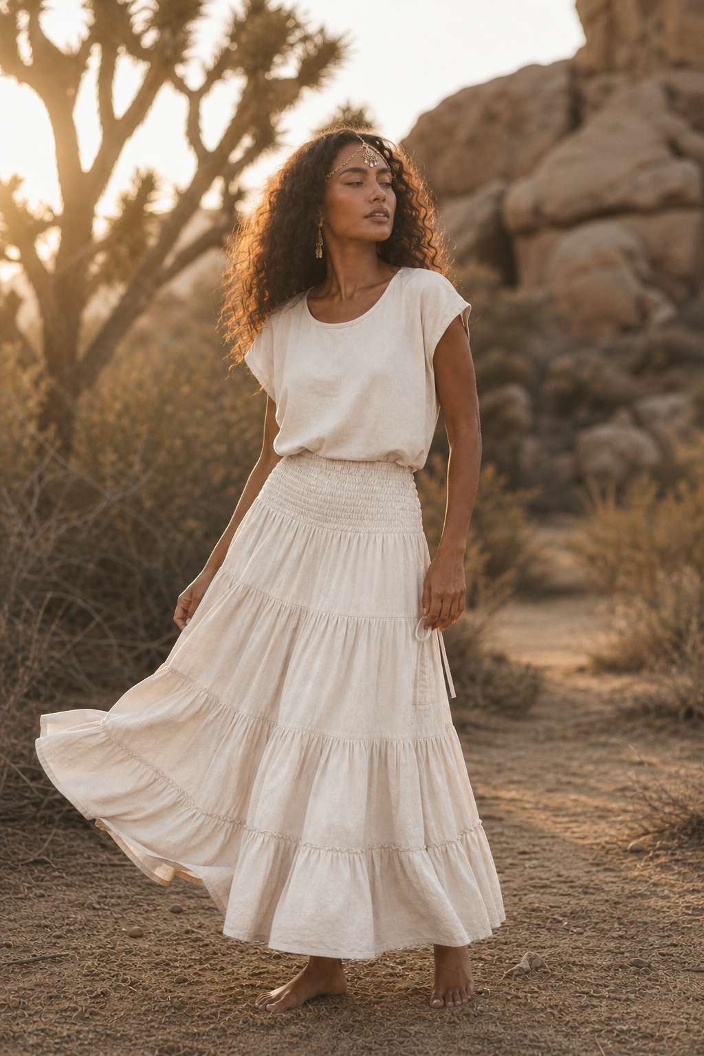 Hana Maxi Pocket Skirt Cream
