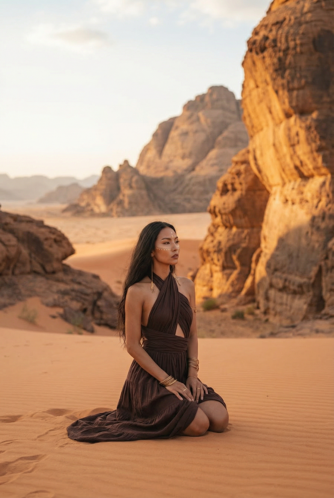 Amara Bohemian Maxi Dress Brown