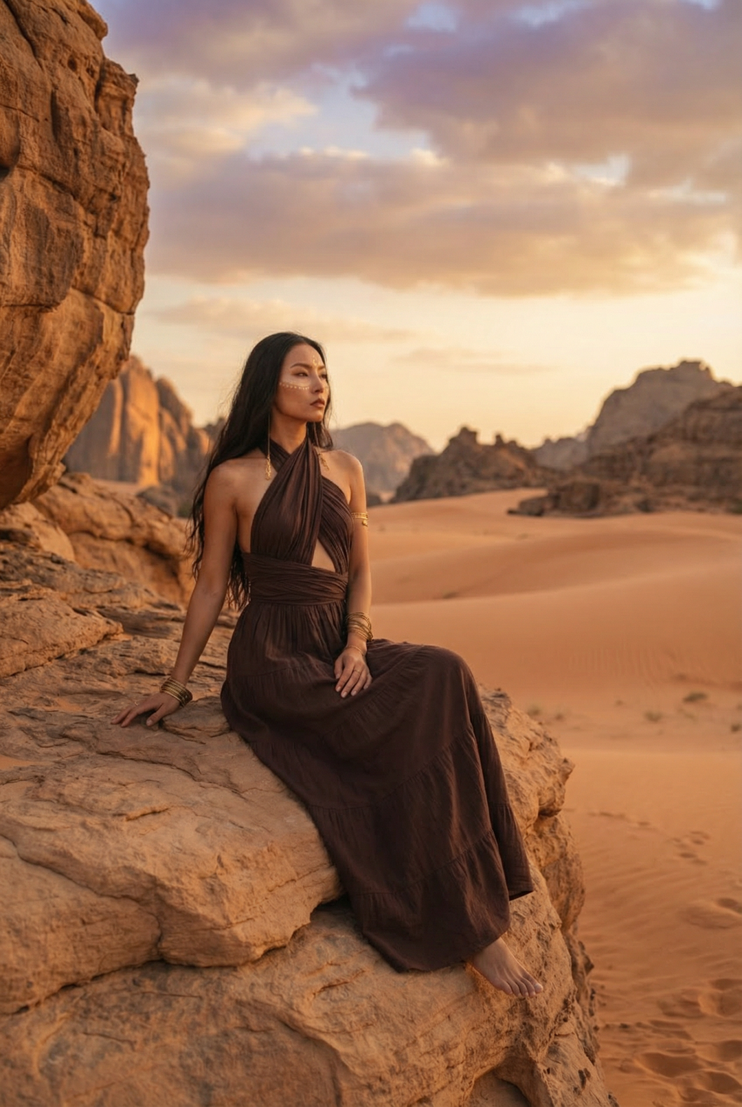 Amara Bohemian Maxi Dress Brown