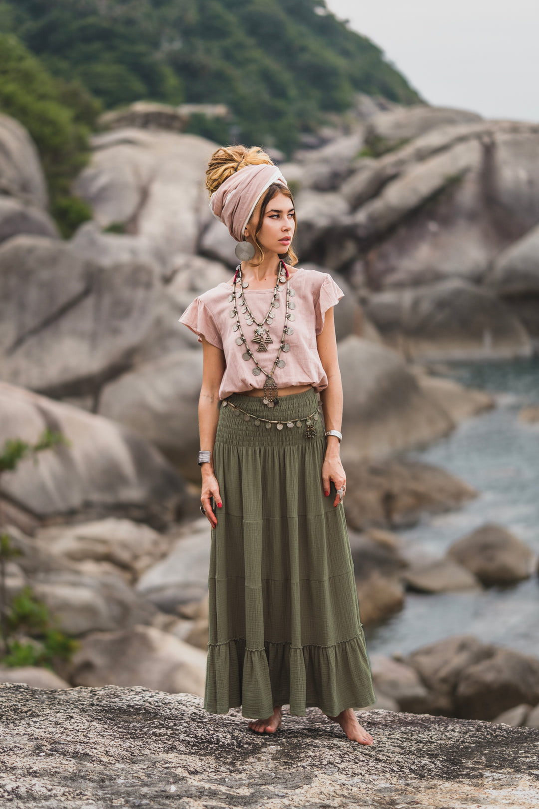 Gauze Maxi Skirt & Dress Aotea Olive
