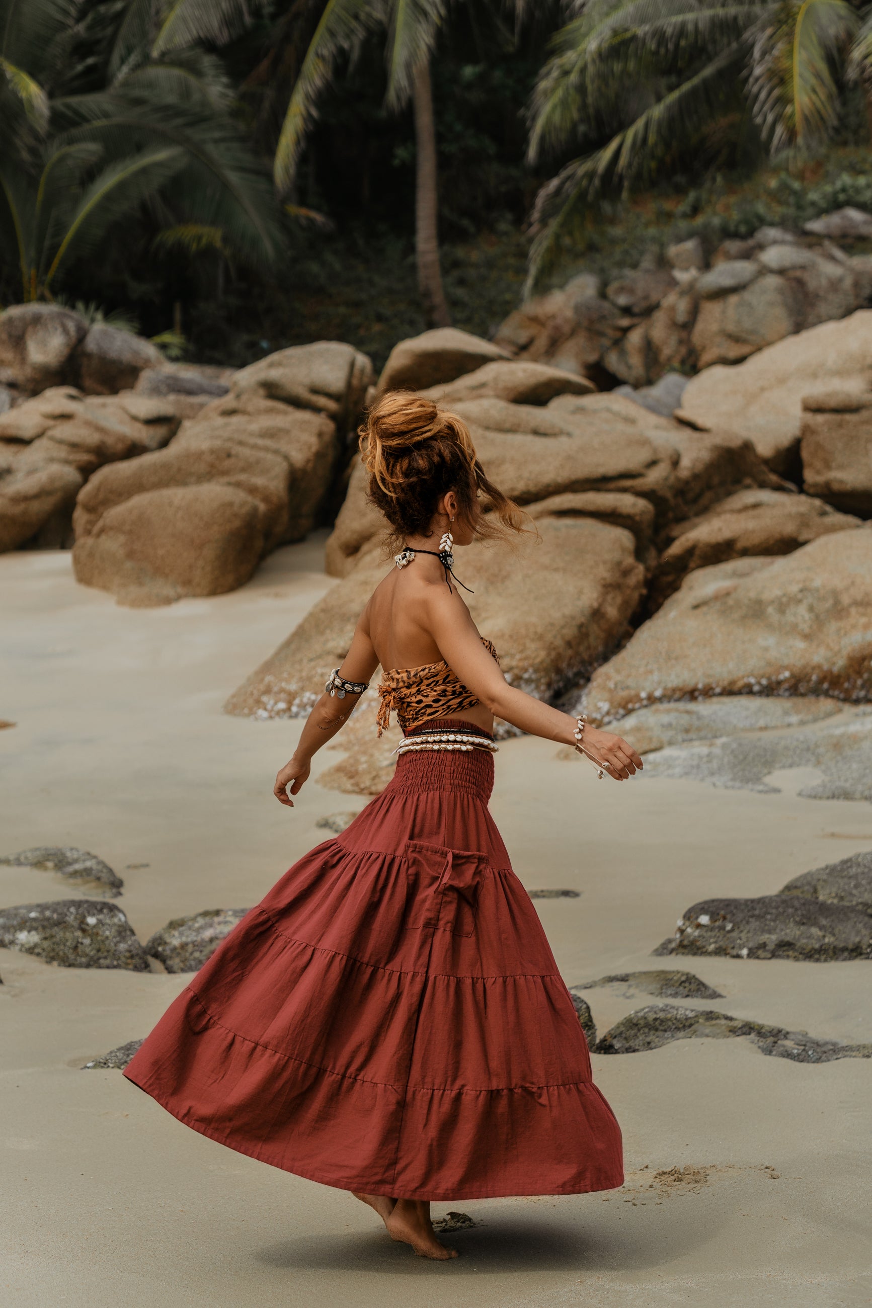 Rust boho outlet skirt