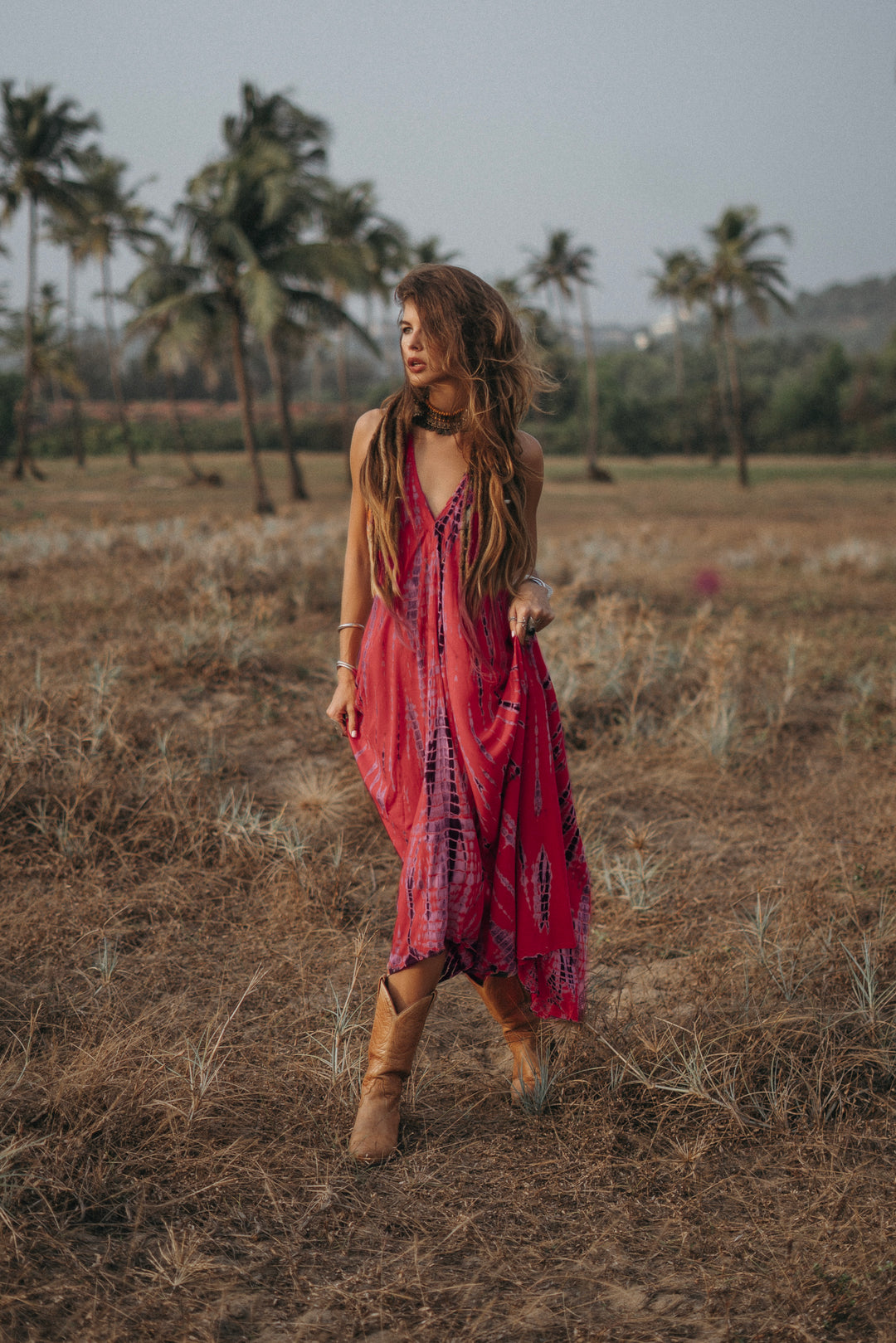 Flamingo Tie Dye Dress Red Thaluta Flamingo Tie Dye Dress Red Thaluta