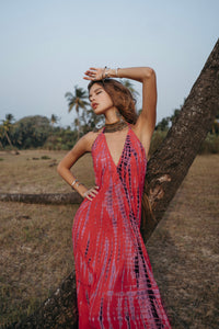 Flamingo Tie Dye Dress Red