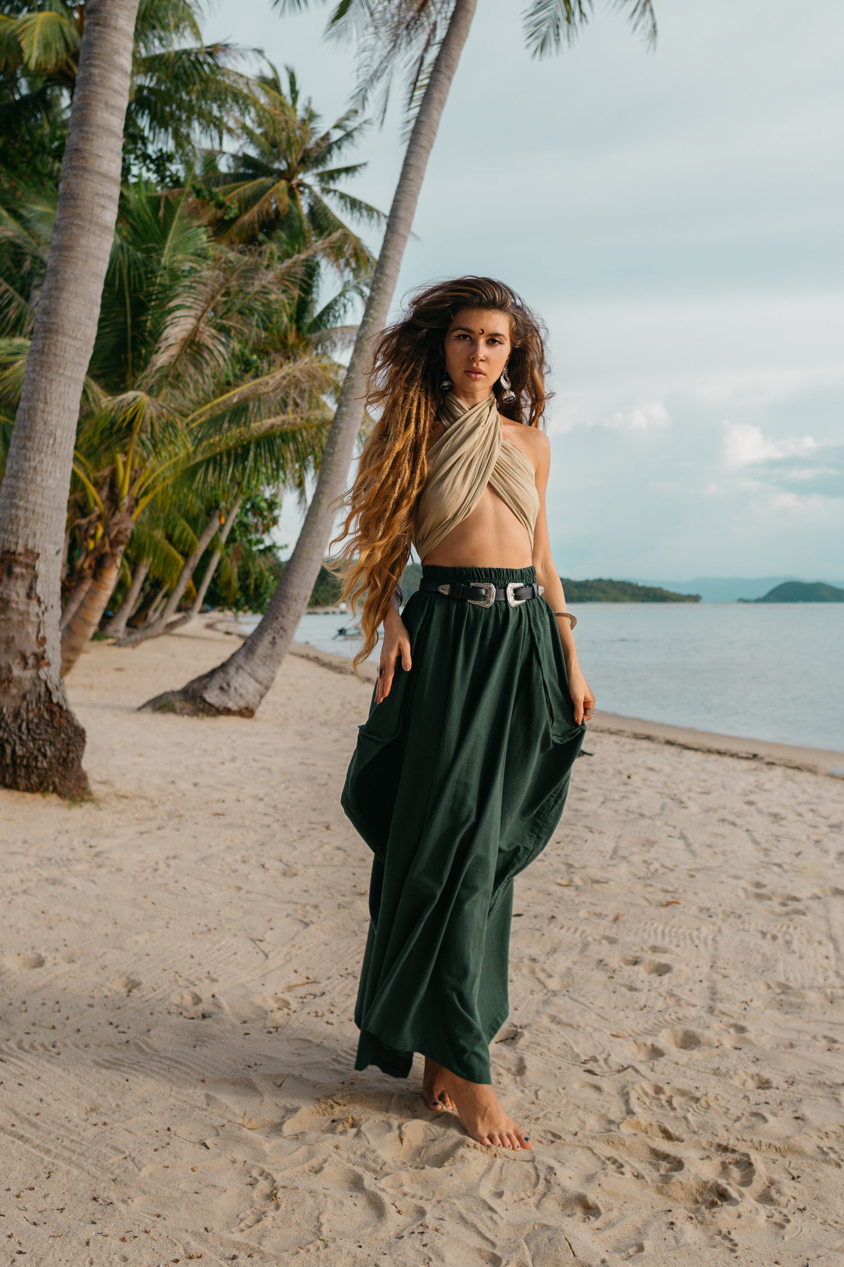 Maxi Skirt Alaina Hunter Green Thaluta