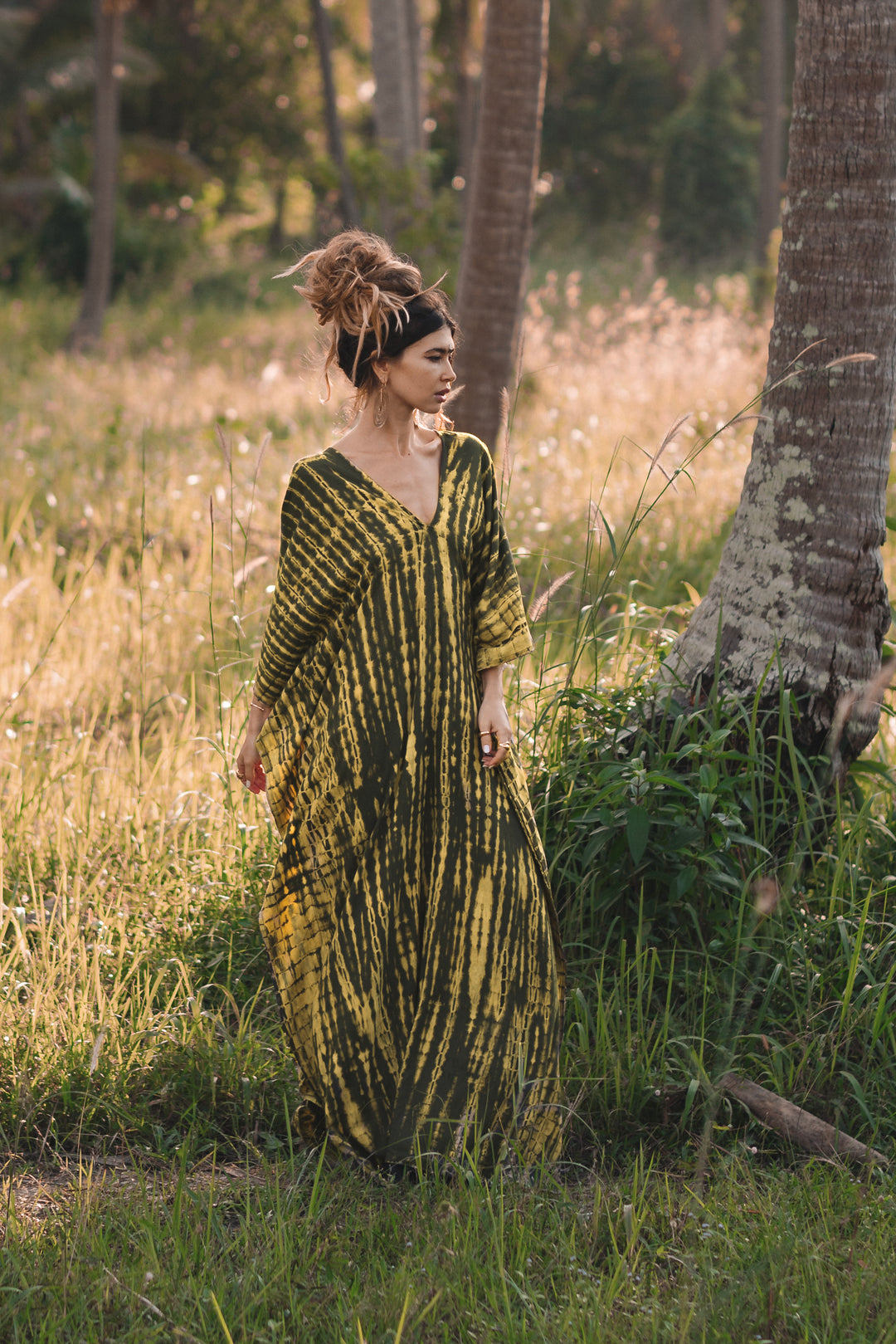 Maxi Kaftan Dress Tie Dye Olive Maxi Kaftan Dress Tie Dye Olive
