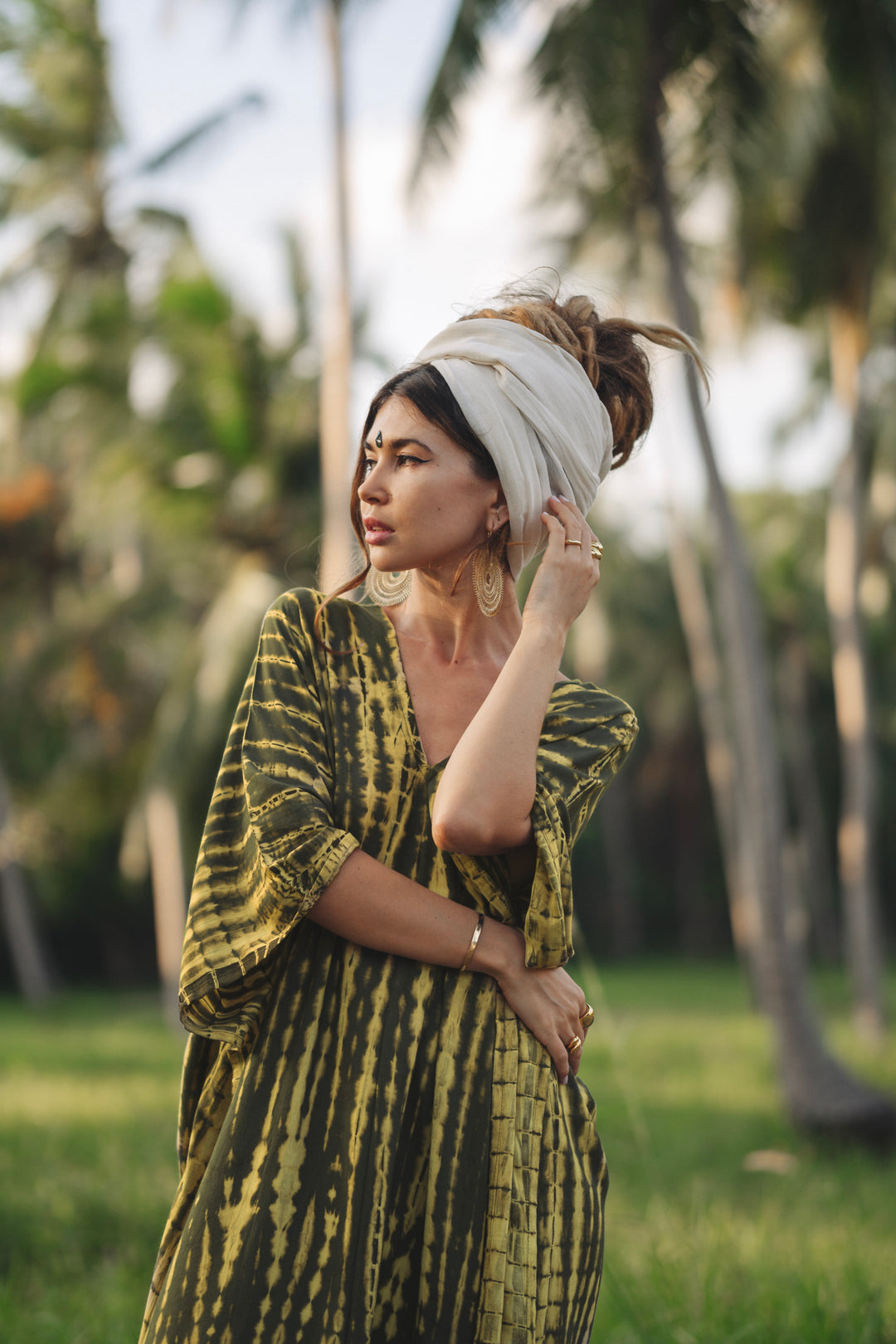 Maxi Kaftan Dress Tie Dye Olive Maxi Kaftan Dress Tie Dye Olive