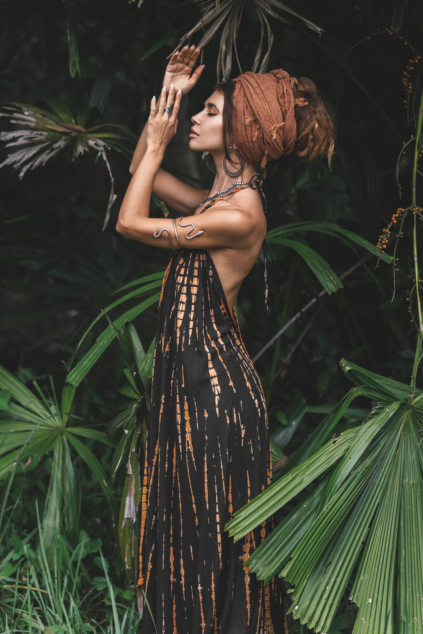 2-in-1 Maxi Skirt Palazzo Pants Burnt Orange