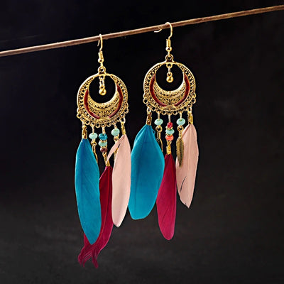 Boho Tassel & Feather Earrings - Handmade in Thailand ॐ – Thaluta