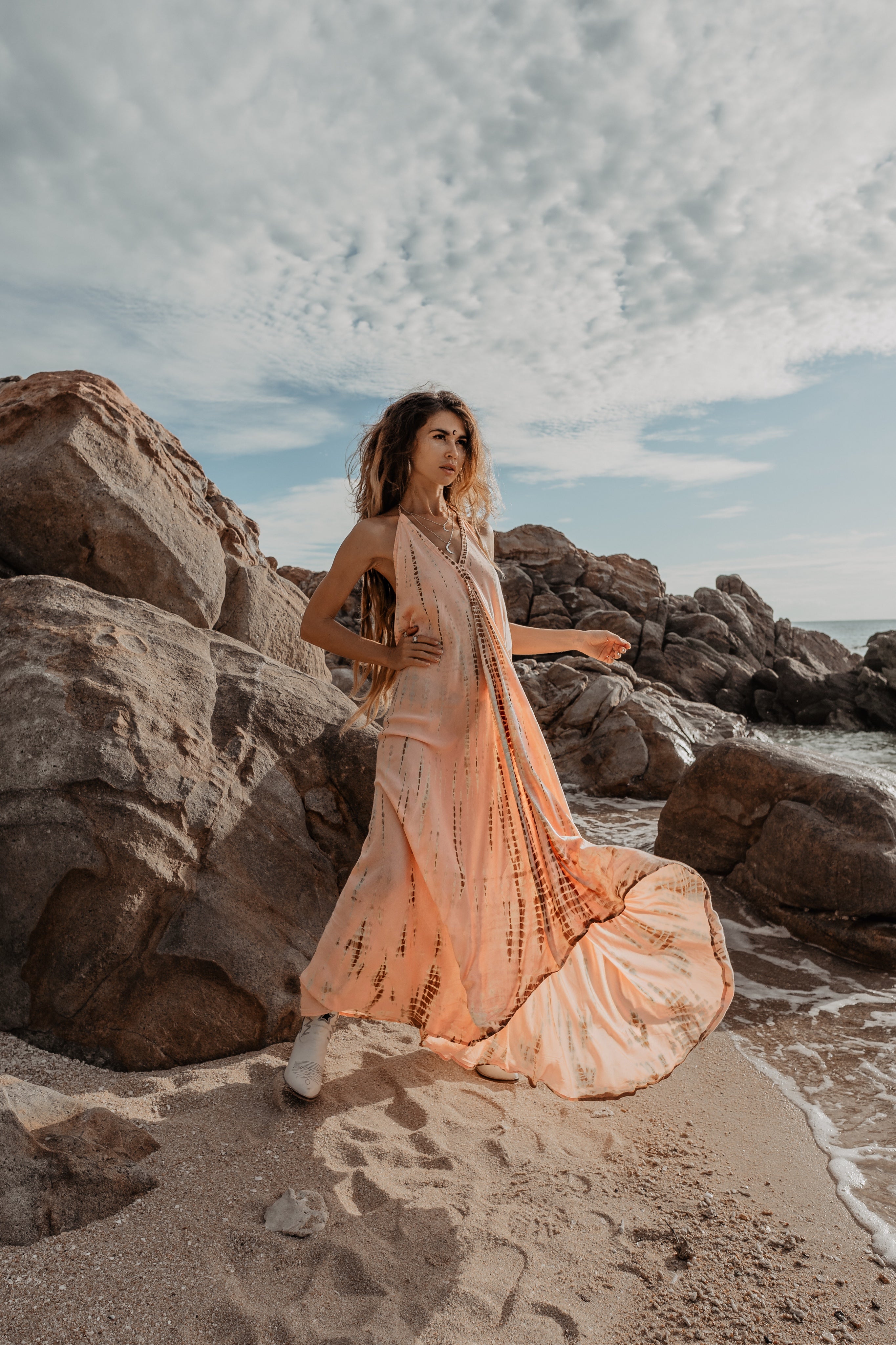 Flamingo Tie Dye Dress Peach – Thaluta