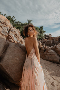 Flamingo Tie Dye Dress Peach