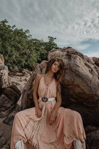 Flamingo Tie Dye Dress Peach