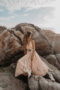 Flamingo Tie Dye Dress Peach