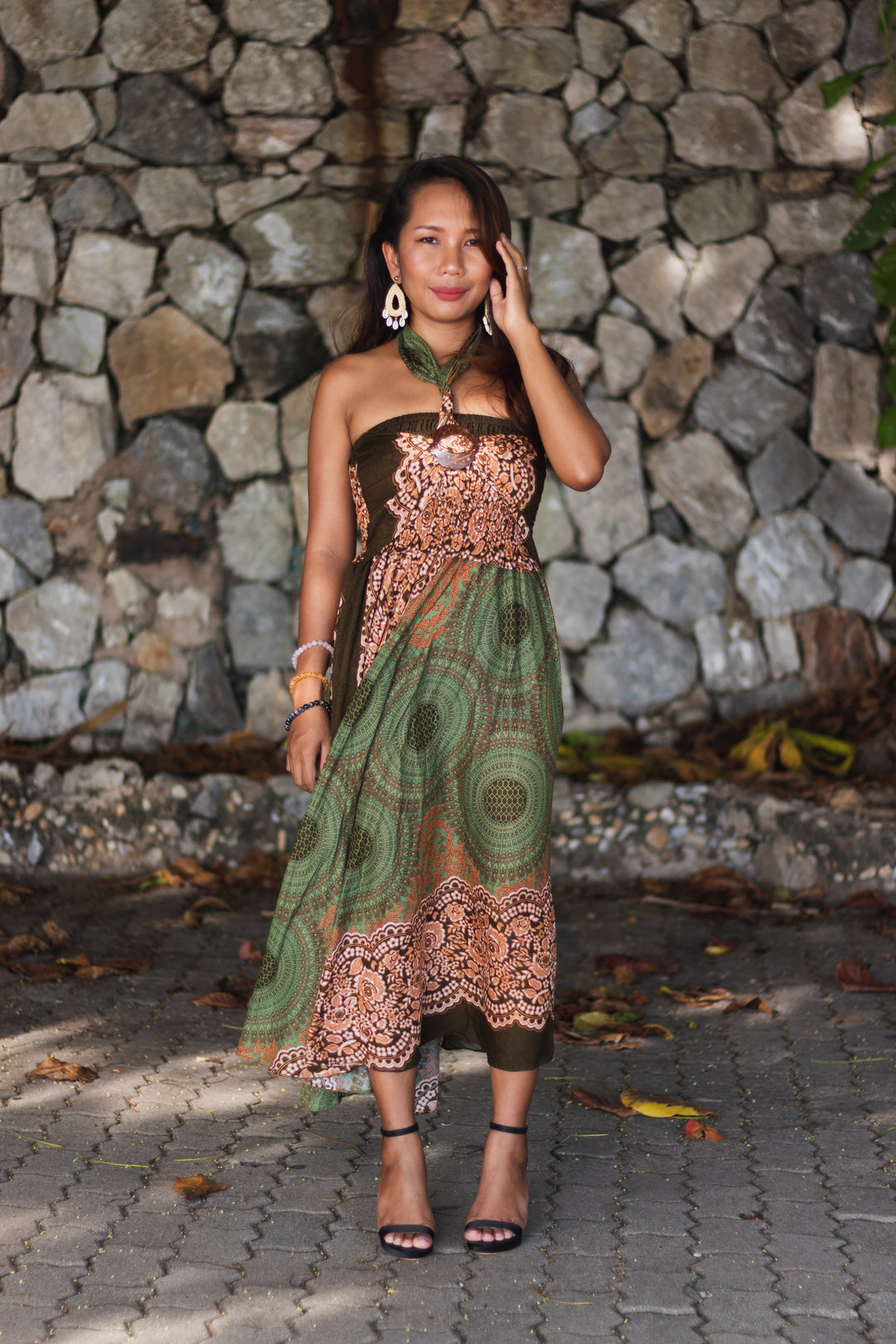 Convertible Maxi Skirt Dress Chalai Olive