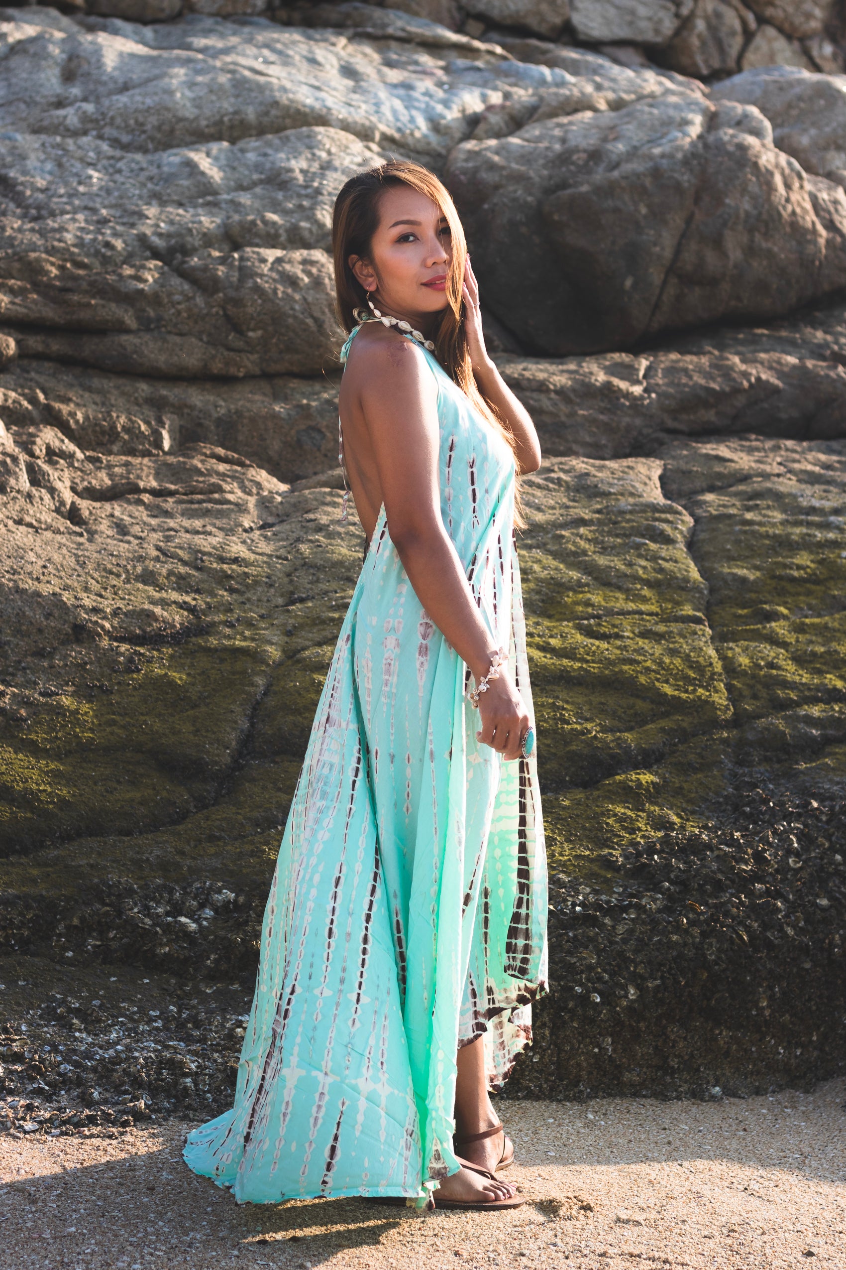 Flamingo Tie Dye Dress Turquoise – Thaluta