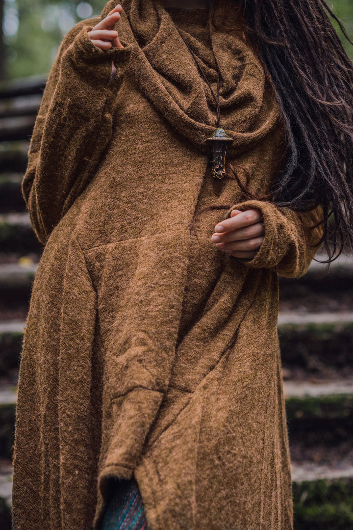 Long Hooded Coat Sheela Caramel
