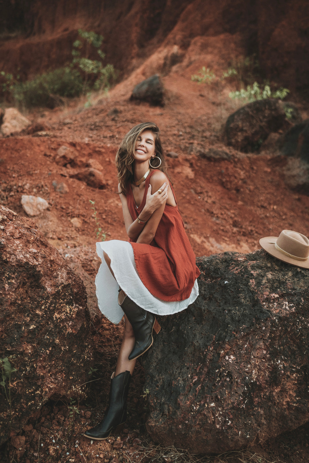 boho rust dress Marci Boho Midi Dress