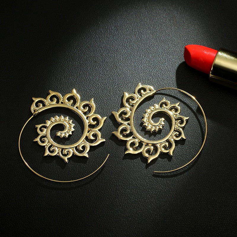 Brass Spiral Earrings Gold